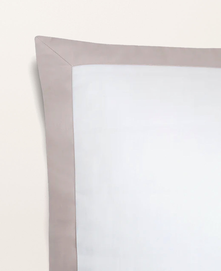 Set de 2 taies d'oreillers satin bicolore Bicolore greige
