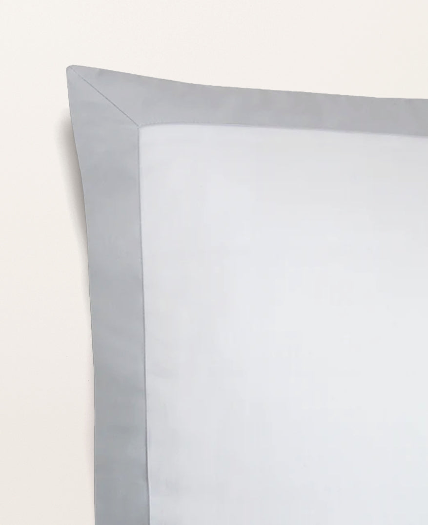 Set de 2 taies d'oreillers satin bicolore Bicolore gris acier