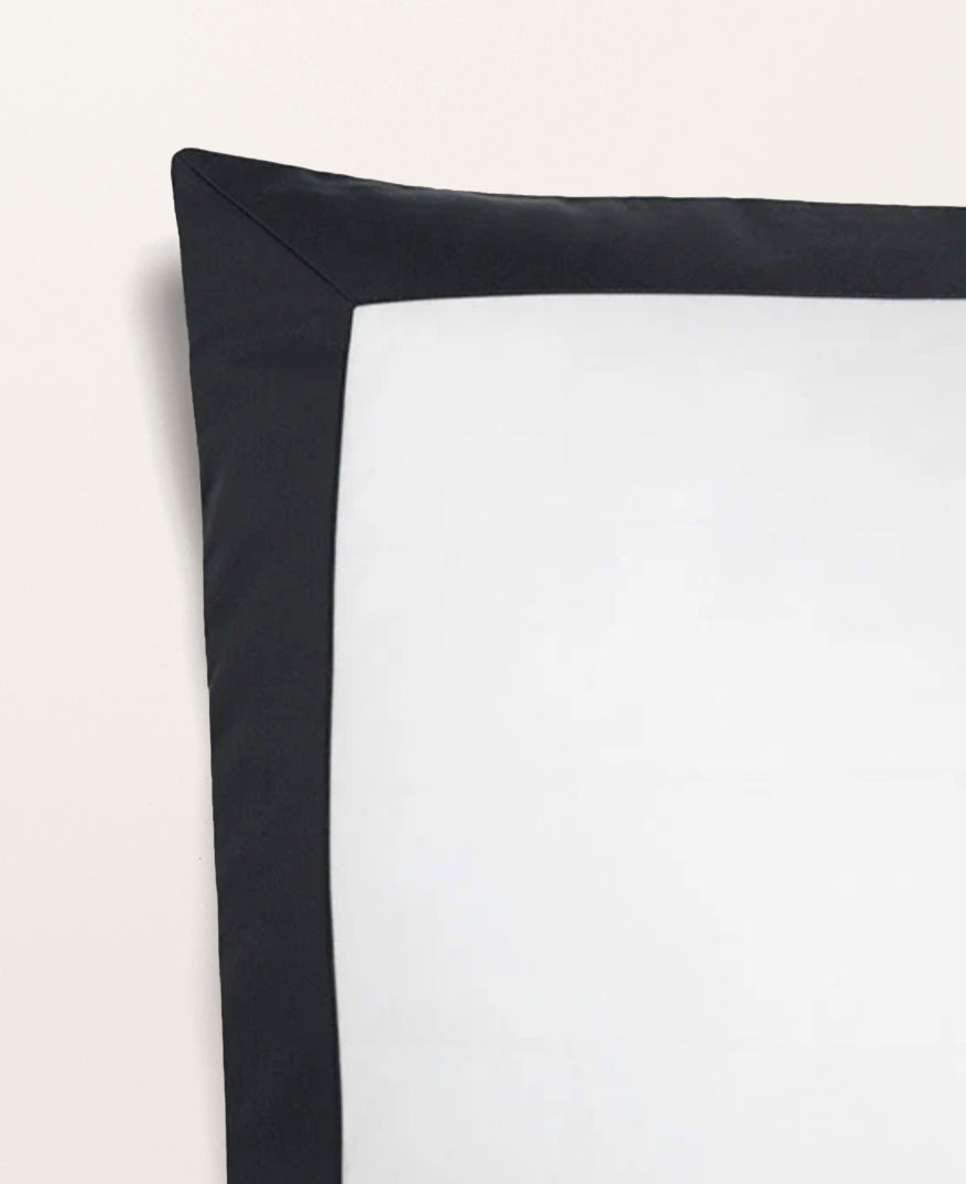 Set de 2 taies d'oreillers satin bicolore Bicolore noir