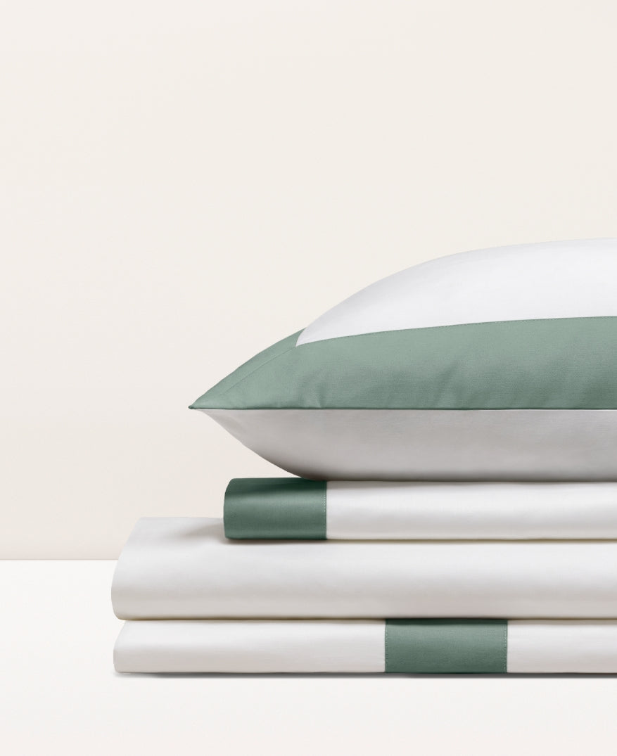 Parure de lit satin bicolore Bicolore vert cendré