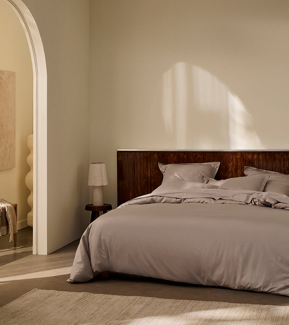 Housse de couette satin unie Greige
