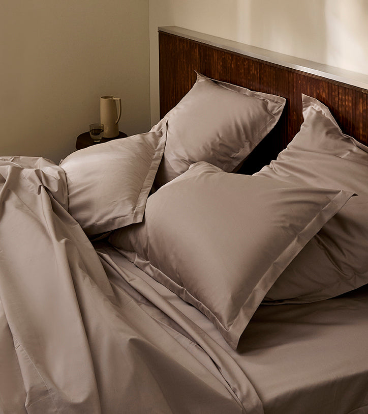 Housse de couette satin unie Greige
