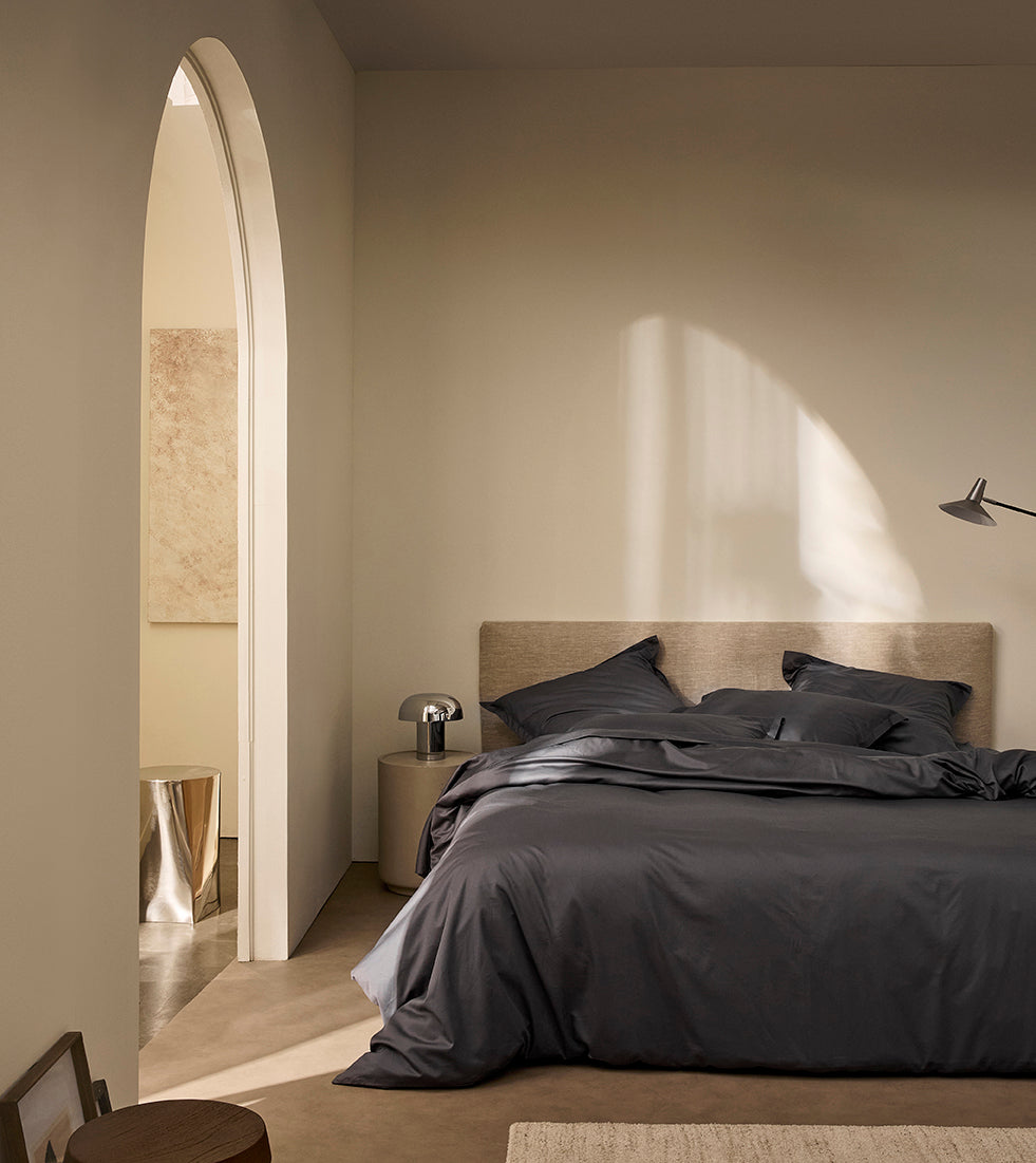 Housse de couette satin unie Graphite