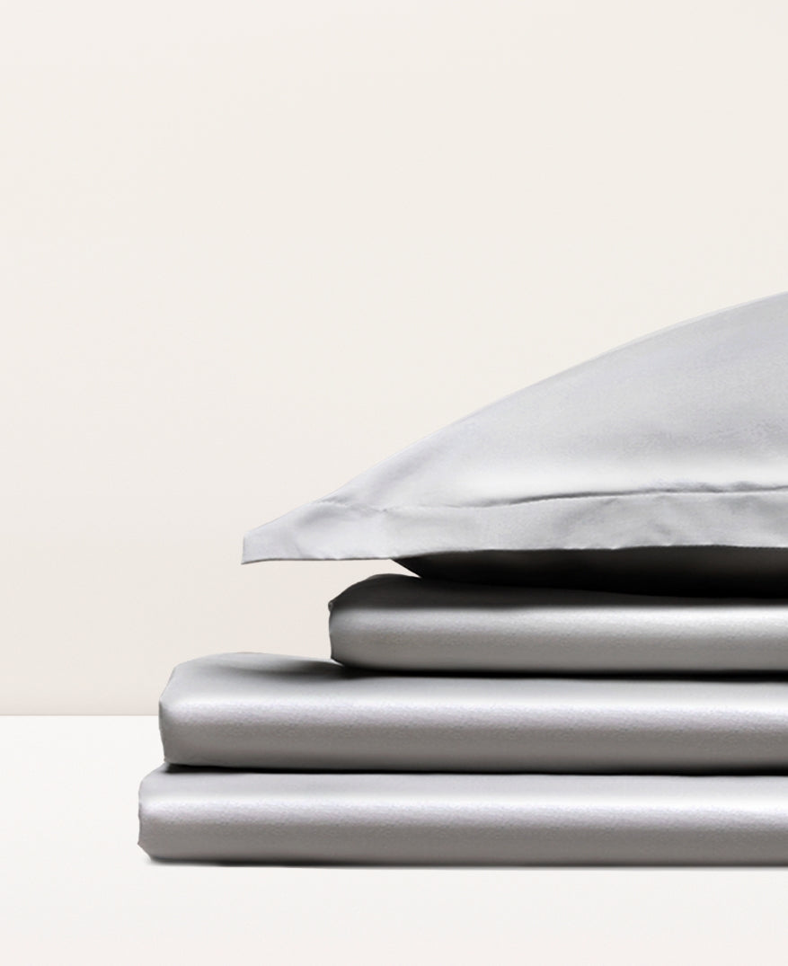 Parure de lit satin unie Gris acier