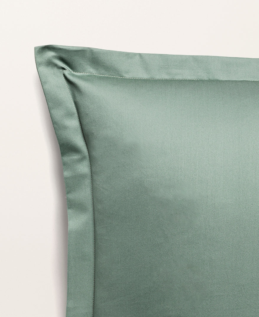 Set de 2 taies d'oreillers satin Vert cendré