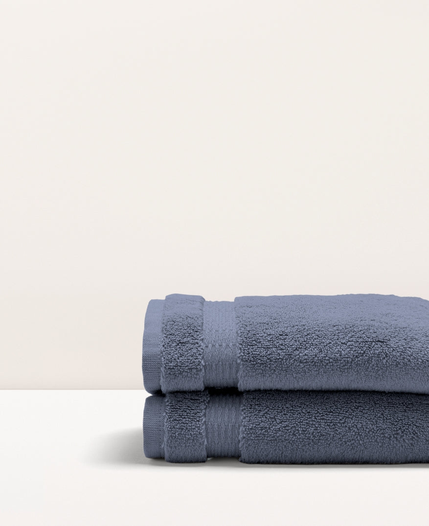 Set de 2 serviettes invités Bleu orage