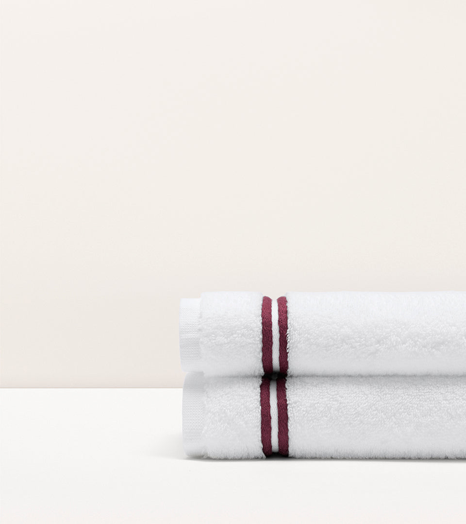 Set de 2 serviettes invités bourdon Blanc bordeaux