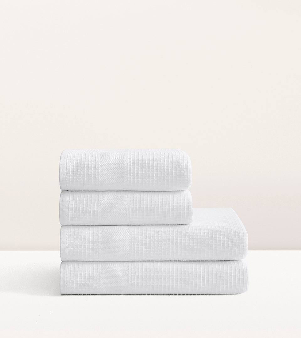 Drap de bain nid d'abeille Blanc pur