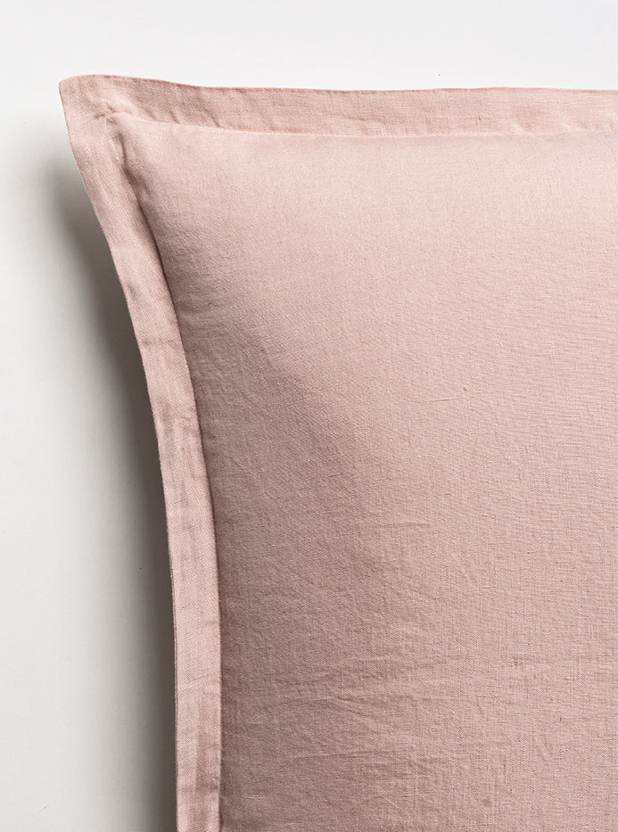 Set de 2 taies d'oreillers lin lavé Rose thé
