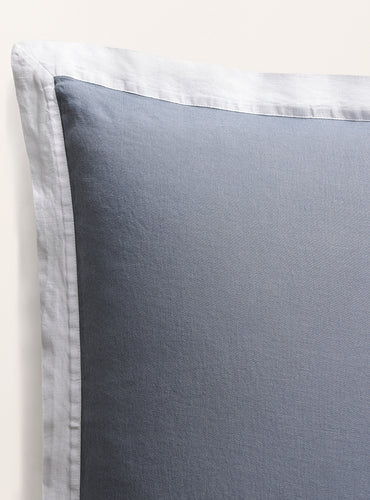 Set de 2 taies d'oreillers bicolore lin lavé Bicolore bleu turquin