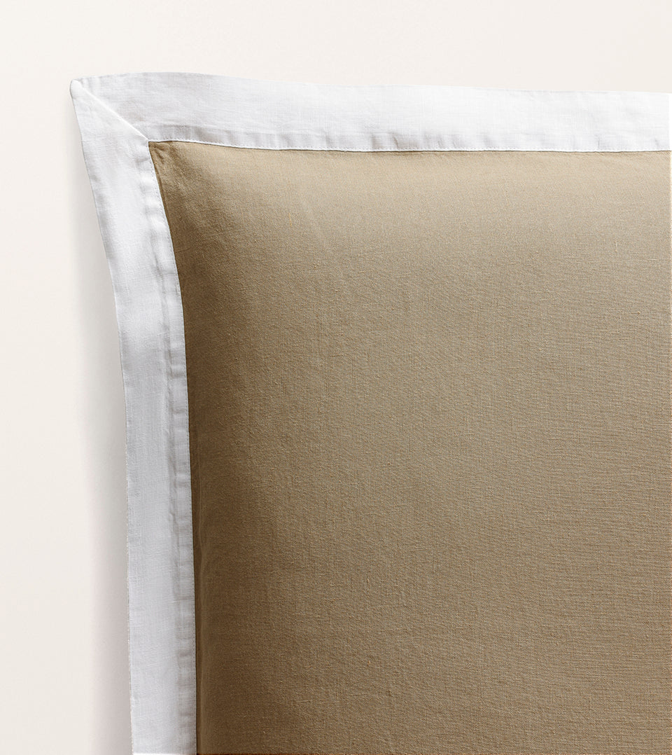 Set de 2 taies d'oreillers bicolore lin lavé Bicolore havane