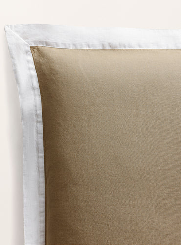 Set de 2 taies d'oreillers bicolore lin lavé Bicolore havane