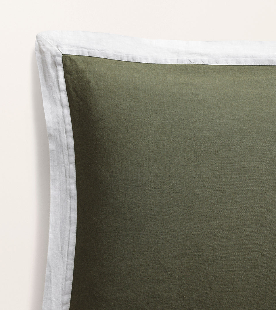 Set de 2 taies d'oreillers bicolore lin lavé Bicolore kaki
