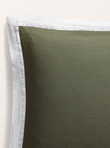 Set de 2 taies d'oreillers bicolore lin lavé Bicolore kaki