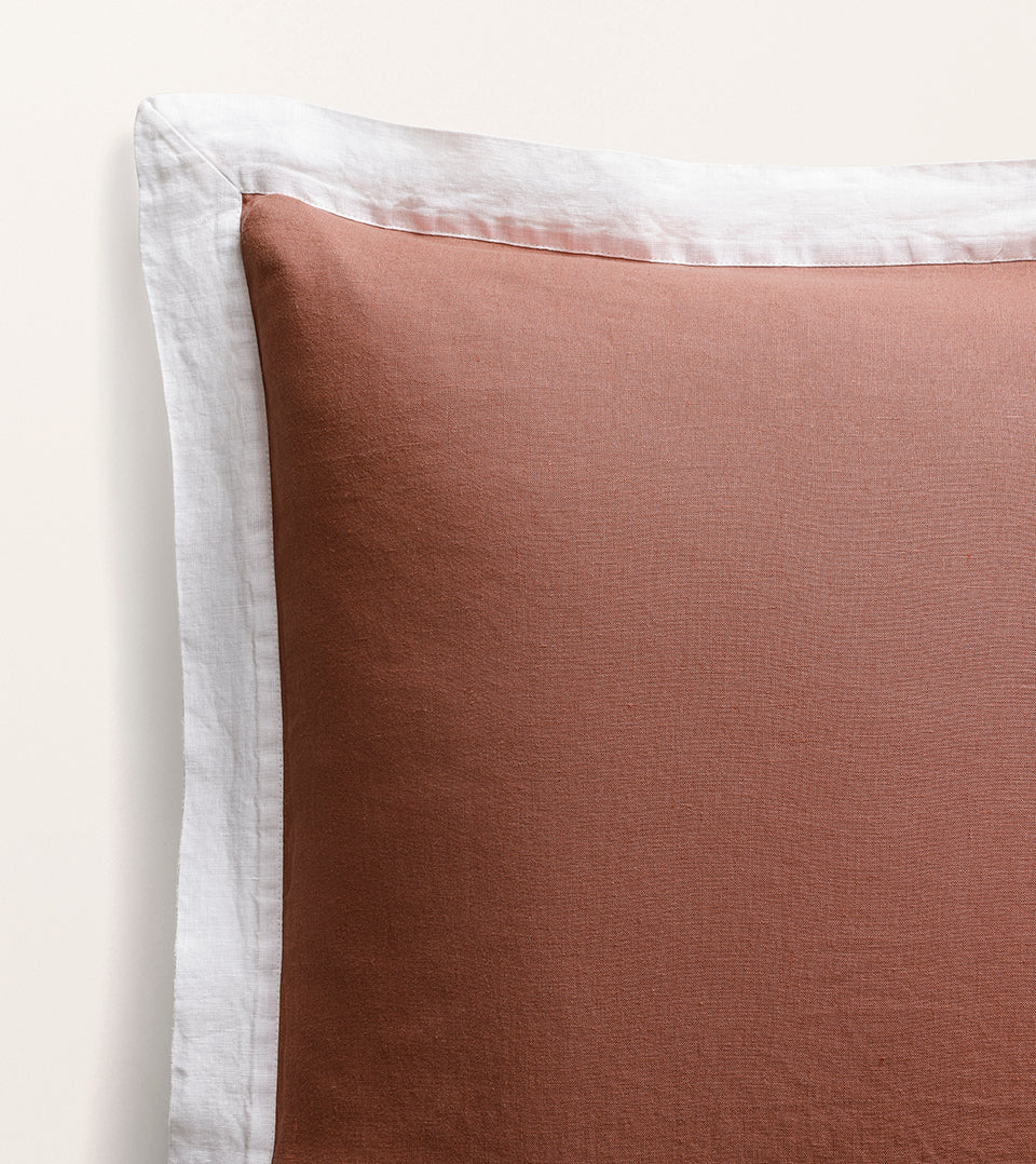 Set de 2 taies d'oreillers bicolore lin lavé Bicolore sienne