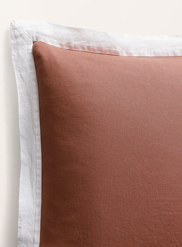 Set de 2 taies d'oreillers bicolore lin lavé Bicolore sienne