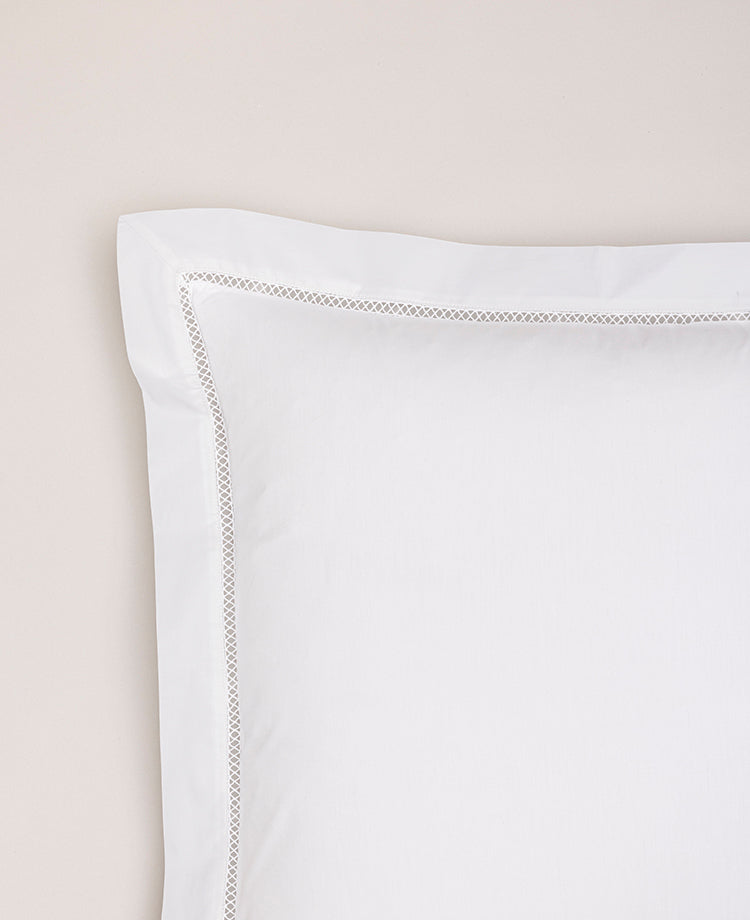 Set de 2 taies d'oreillers cannage percale Blanc
