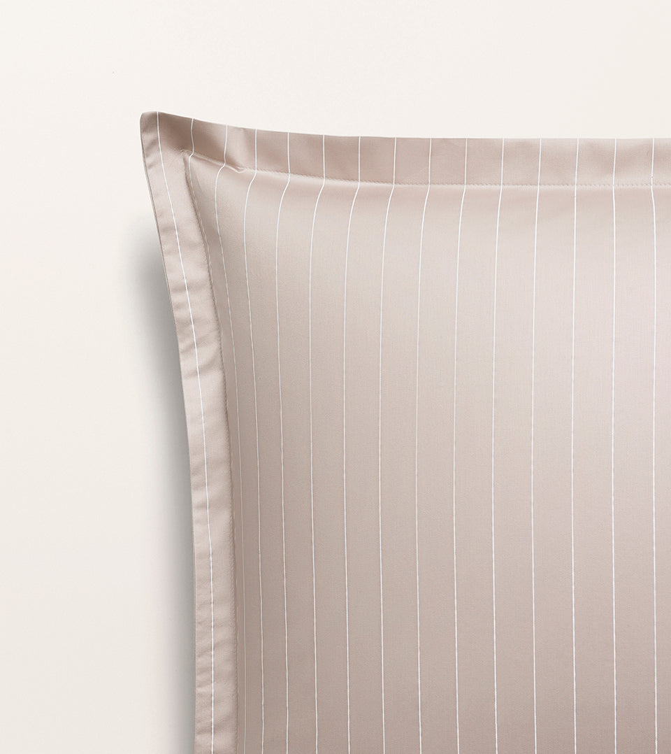 Set de 2 taies d'oreillers satin rayé Greige rayé