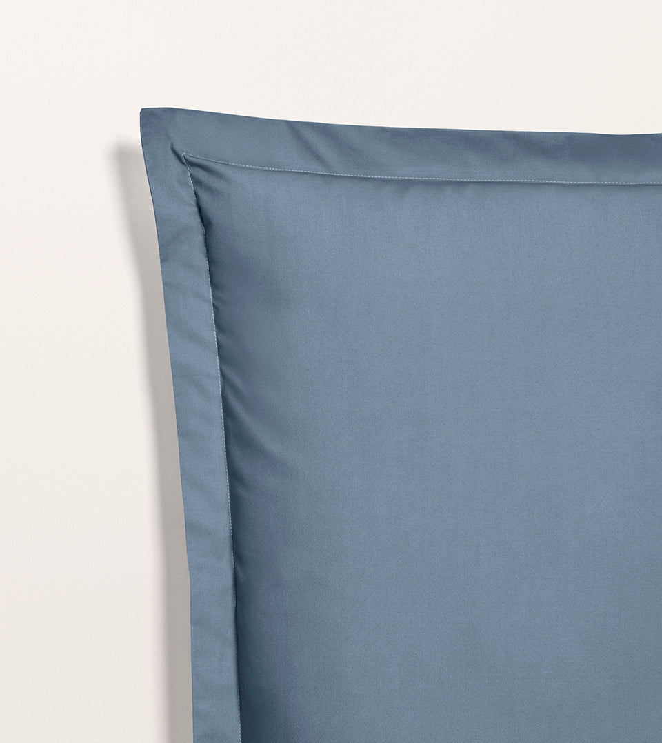 Set de 2 taies d'oreillers percale Bleu denim