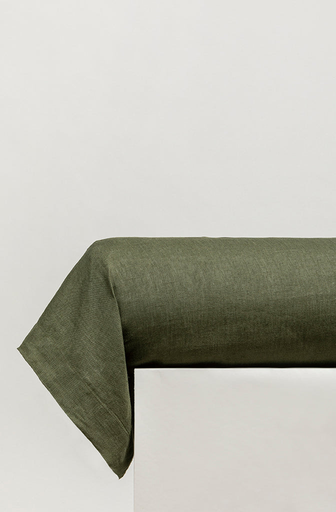 Taie de traversin lin lavé Vert kaki