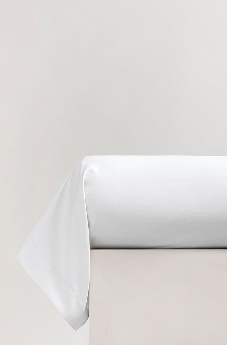 Taie de traversin percale unie Blanc frais