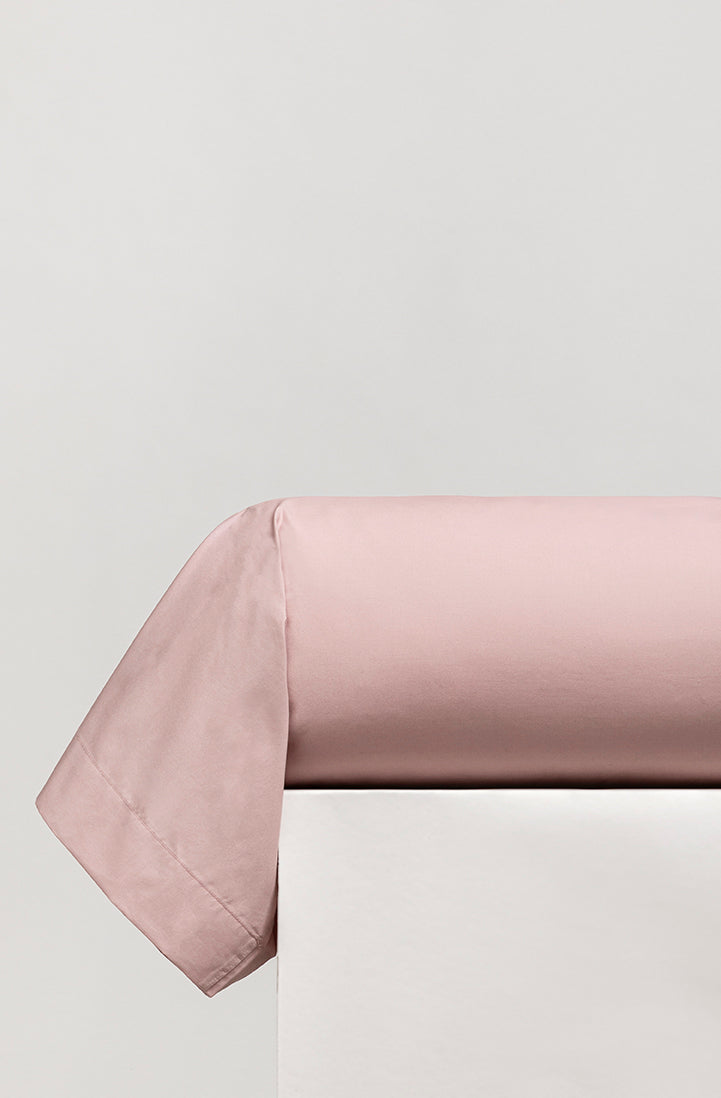 Taie de traversin percale unie Rose thé