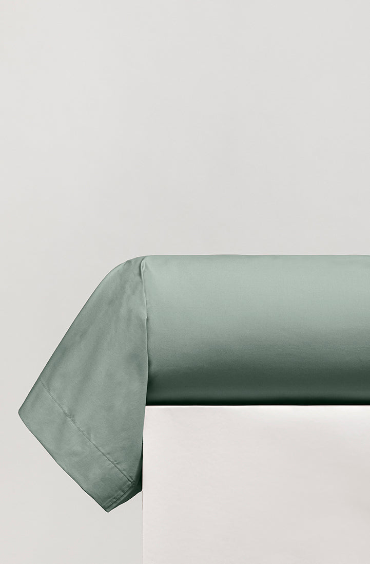 Taie de traversin percale unie Vert cendré
