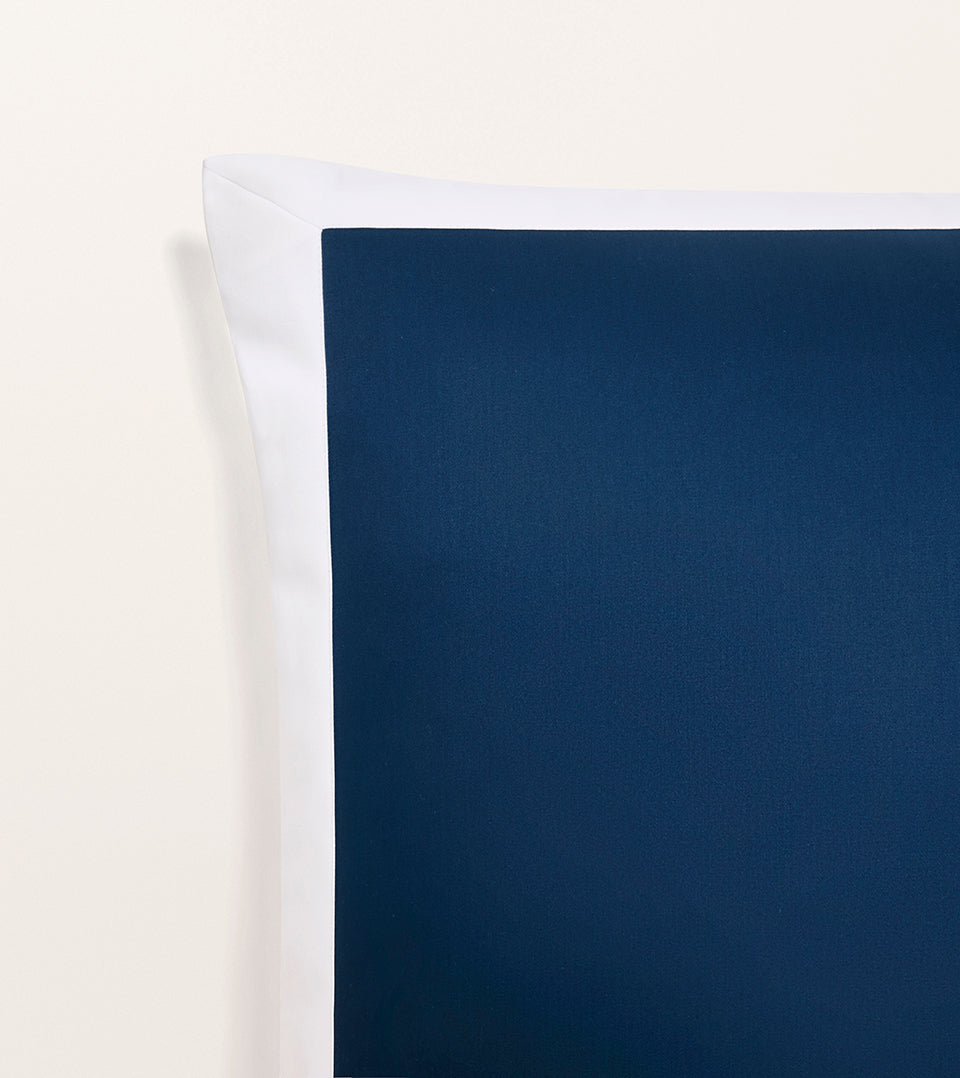 Set de 2 taies d'oreillers satin bicolore Bleu minuit bicolore