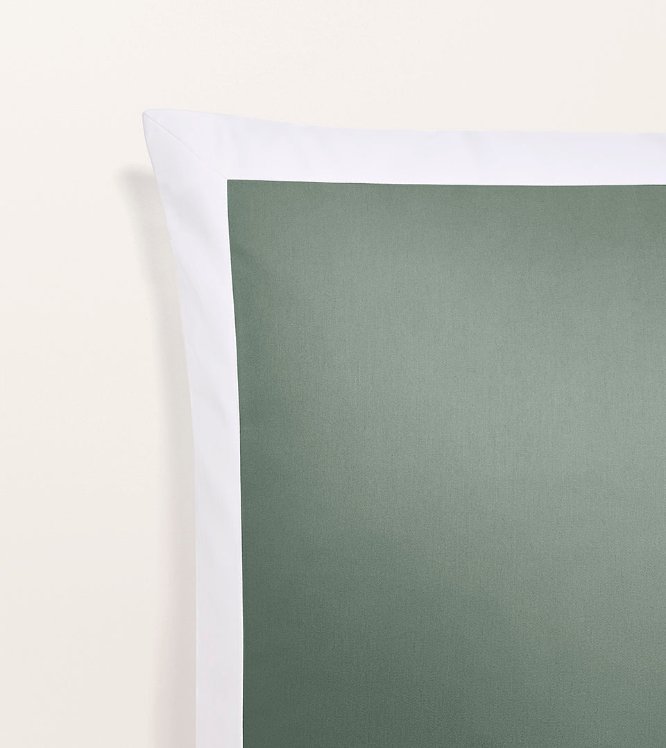 Set de 2 taies d'oreillers satin bicolore Vert cendré bicolore