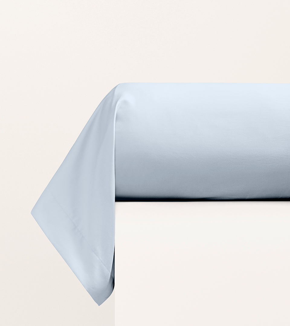 Taie de traversin percale unie Bleu azur