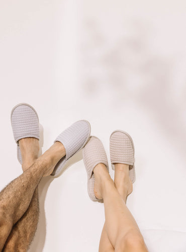 Chaussons en nid d'abeille Blanc nuage