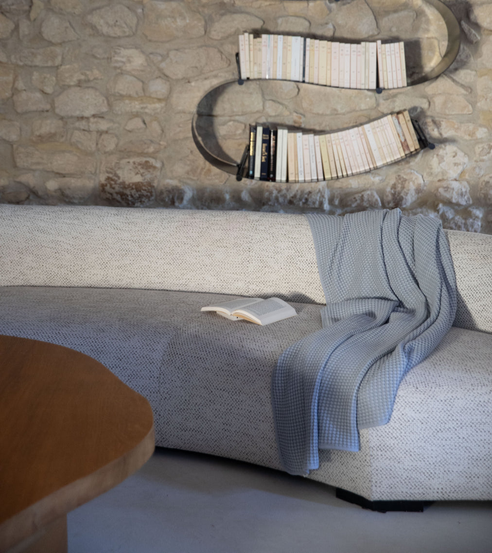 Couvre-lit en nid d'abeille Gris moiré
