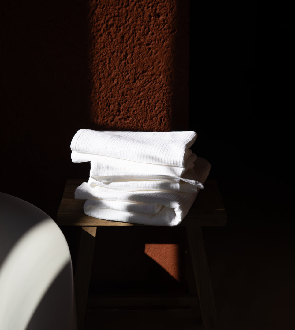 Drap de bain nid d'abeille Blanc pur