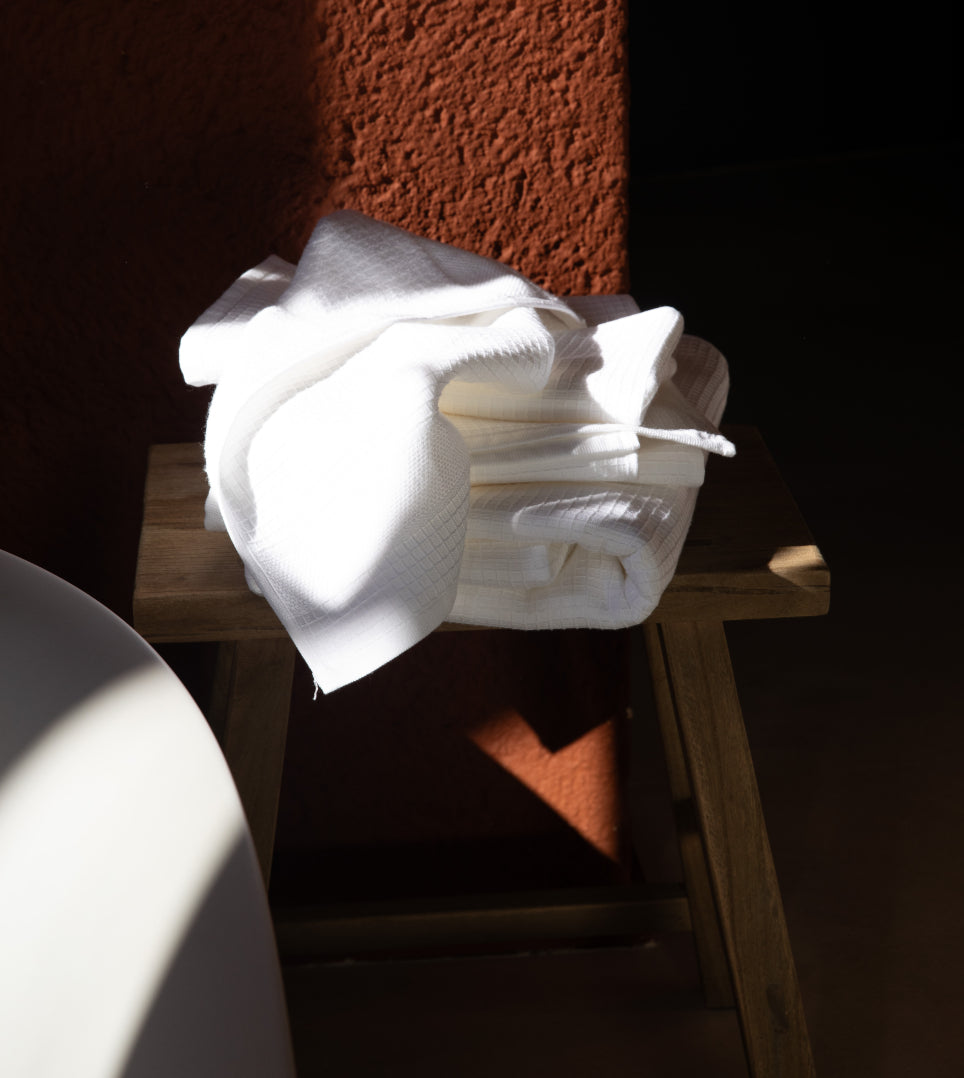Serviette de toilette nid d'abeille Blanc pur