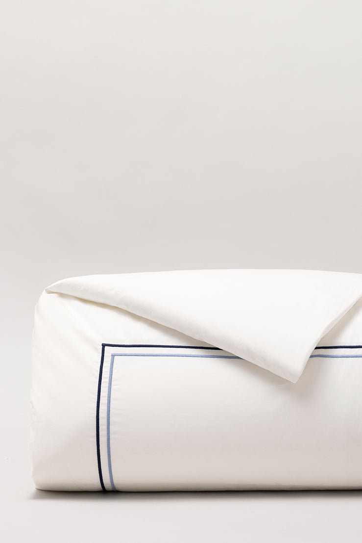 Housse de couette double bourdon percale Double bourdon bleu