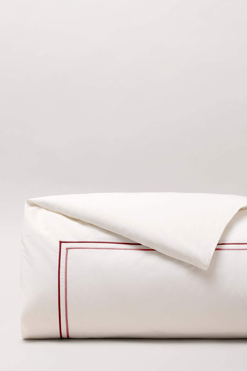 Housse de couette double bourdon percale Double bourdon bordeaux