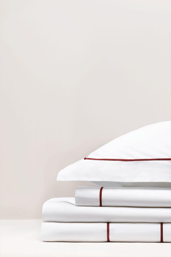 Parure de lit percale bourdon Bourdon bordeaux