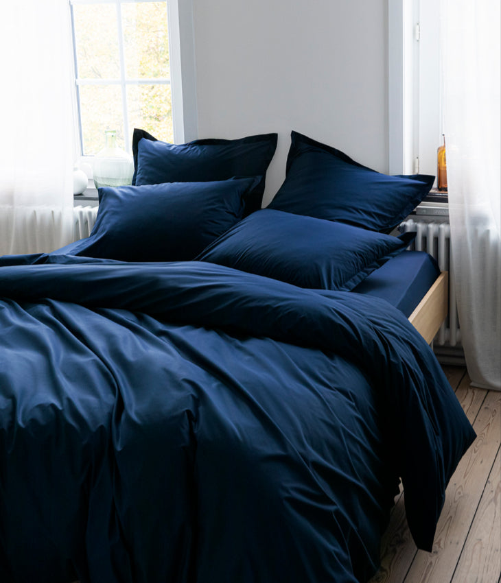 Housse de couette Percale 240x260 Bleu marine