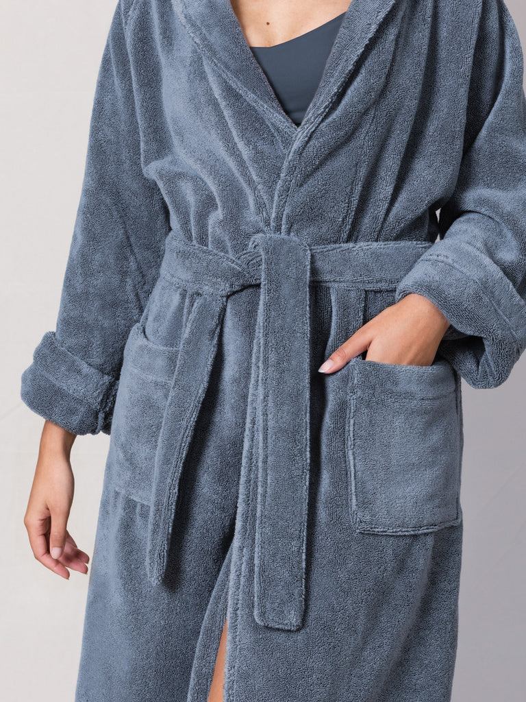 Peignoir de bain uni Bleu orage