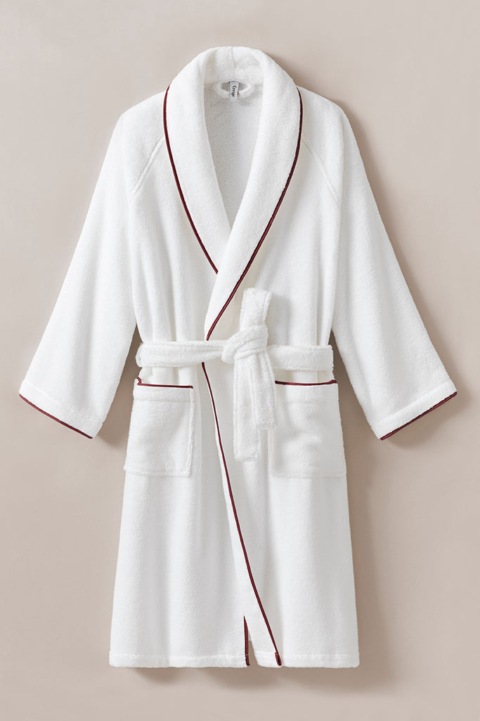 Peignoir de bain bourdon Blanc bordeaux