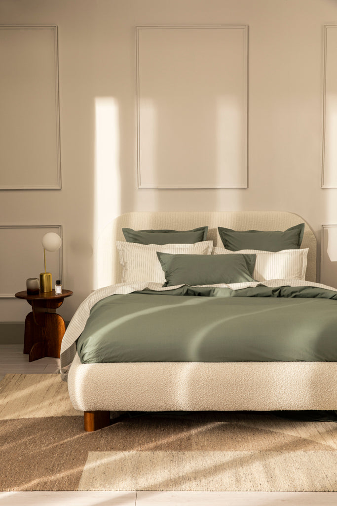 Housse de couette percale unie Vert cendré