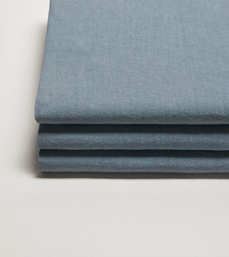 Drap housse lin lavé Bleu turquin