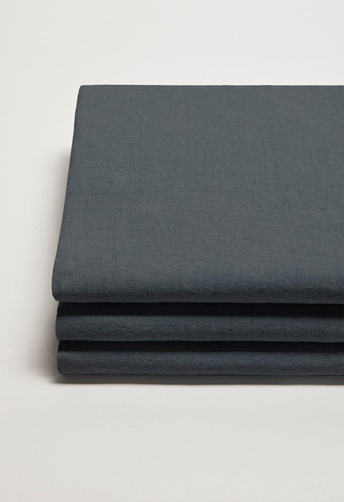 Drap housse lin lavé Gris carbone