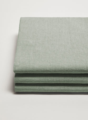 Drap housse lin lavé Vert sauge