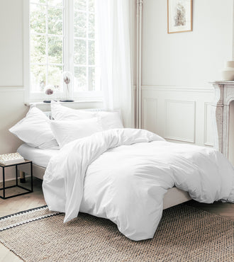 Drap plat percale uni Blanc frais