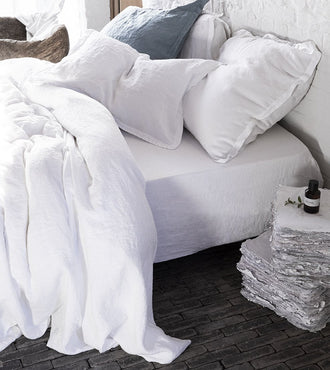 Housse de couette lin lavé Blanc pur