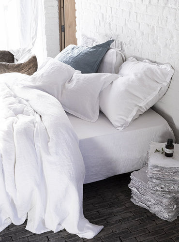Housse de couette lin lavé Blanc pur
