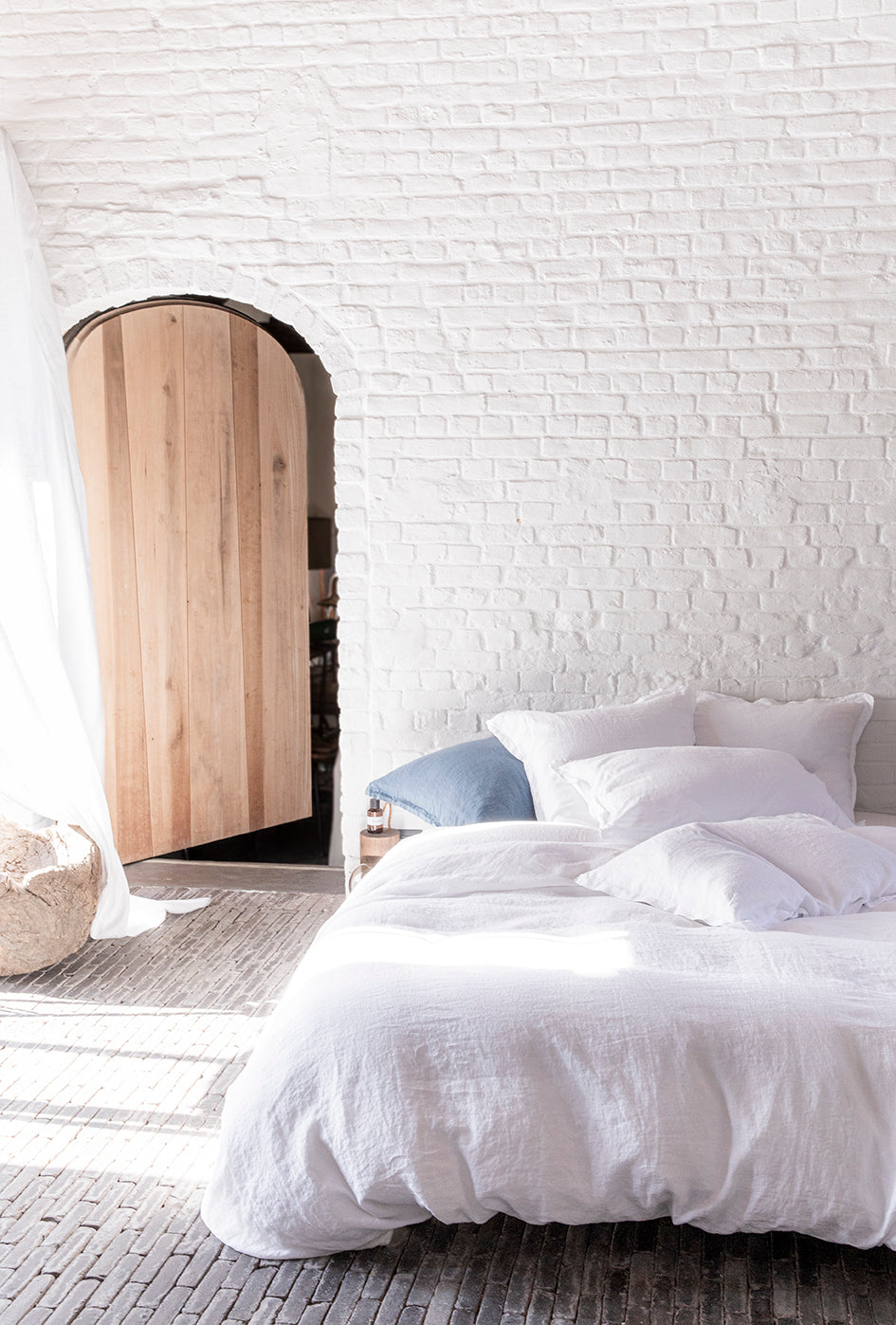 Housse de couette lin lavé Blanc pur