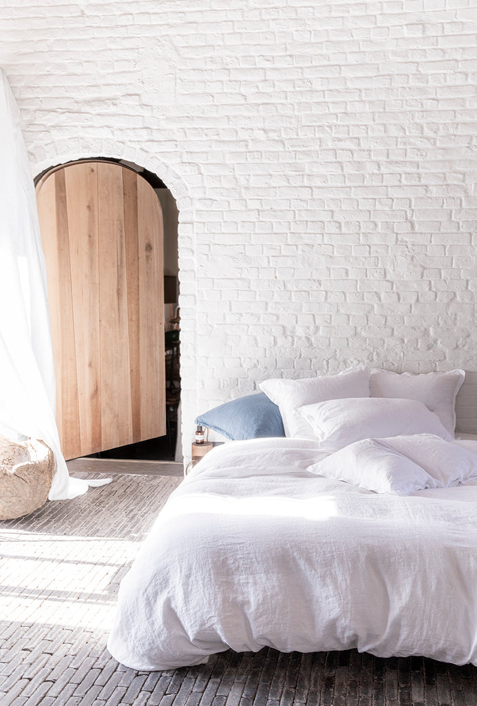 Housse de couette lin lavé Blanc pur