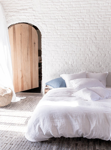 Housse de couette lin lavé Blanc pur